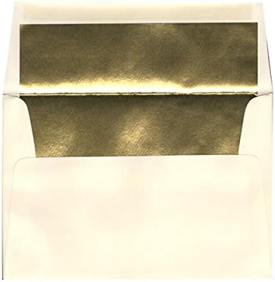 JAM PAPER A8 Foil Lined Invitation Envelopes - 5 1/2 x 8 1/8 - Ecru with Gold Foil - 50/Pack by JAM Paper