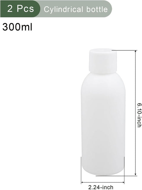 YOKIVE 2 Pcs Plastic Reagent Bottle, Cylindrical Container with Screw Cap Storage Liquids, Great for Laboratory Chemistry Use(White, 300ml) by YOKIVE