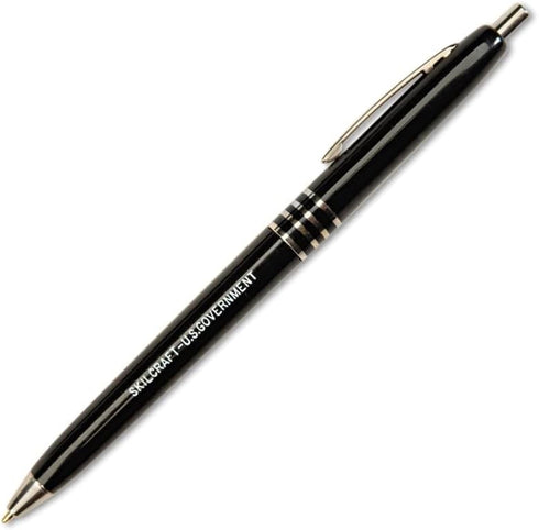 Skilcraft U.S. Government Retractable Ball Point Pen, Fine Point, Black Ink, Box of 12 (7520-00-935-7135)