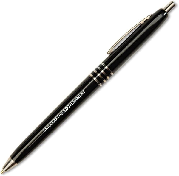 Skilcraft U.S. Government Retractable Ball Point Pen, Fine Point, Black Ink, Box of 12 (7520-00-935-7135)