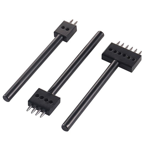Leather Round Hole Punching Tool, 3pcs Prong Punch Tool Set with 2/4/6 Prong Options for DIY Leather Craft