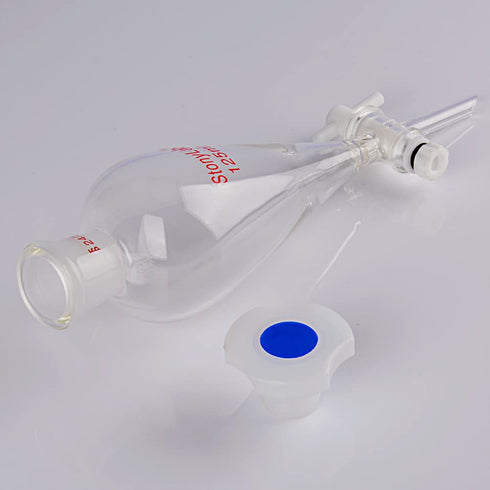 stonylab Borosilicate Glass 125 ml Heavy Wall Conical Separatory Funnel with 24/29 Joints and PTFE Stopcock