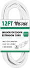 YOJOE 12/3 12 ft White Outdoor Extension Cord - 12 Gauge Heavy Duty SJTW 3 Prong Waterproof for Gardening