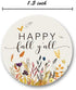 Happy Fall Y'all Stickers - 1.5 Inch Autumn Leaves Circle Labels - 500 Thanksgiving Floral Labels Per Roll