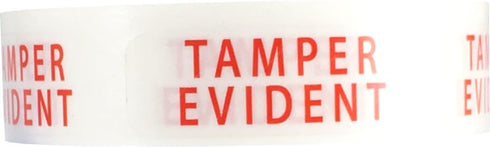 Tamper Evident Labels, Small Clear with Red Ink, 500 Adhesive Stickers, 0.5 x 1.5 Inch Rectangles