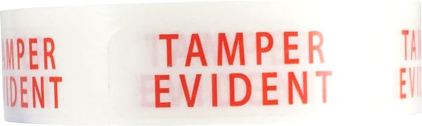 Tamper Evident Labels, Small Clear with Red Ink, 500 Adhesive Stickers, 0.5 x 1.5 Inch Rectangles