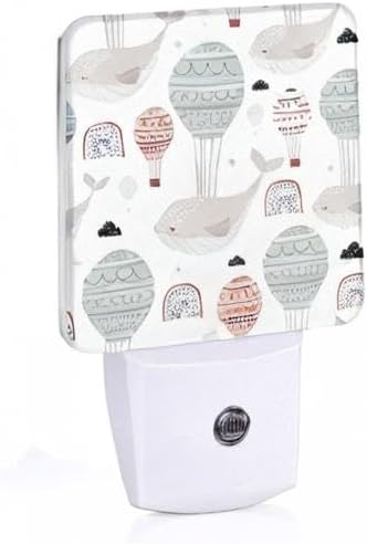 Chrobak LED Night Light,Sleeping Whales Hot Air Balloons LED Night Light Plug into Wall with Dusk to Dawn Light Sensor