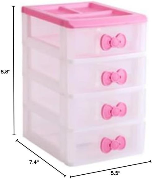 Lovely Girls Multi-layers Desktop Plastic Storage Box, Pink Cute Locker Decor Mini Drawer Organizer for Home, Office