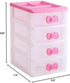 Lovely Girls Multi-layers Desktop Plastic Storage Box, Pink Cute Locker Decor Mini Drawer Organizer for Home, Office