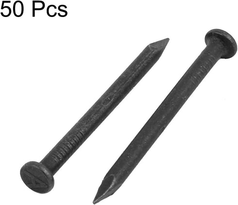 uxcell 50pcs Hardware Nails, 1.5-inch Length Carbon Steel Point Tip Wall Cement Nail, Black