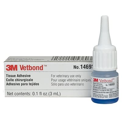 3M 0.1 oz (3 mL) Vetbond Tissue Adhesive Fast-Acting Veterinary Wound Glue for Pets, Surgical-Grade Skin Adhesive