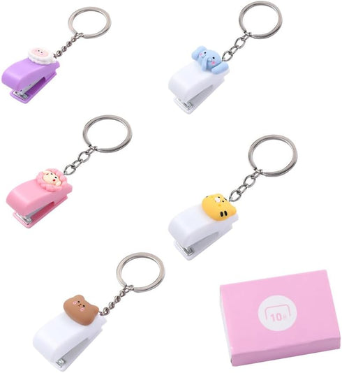 Leadigol Cute Mini Stapler with Keychain - Macaron Color Animal Stapler for School Office