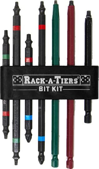 Rack-A-Tiers Rough-in Bit Kit - 7 pcs Driver Bit Set for Electrical Work, Double Ended Impact Bits for Electricians