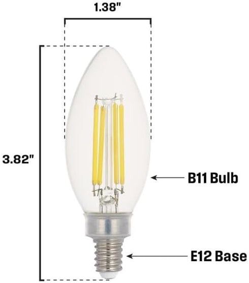 5357000 5.5 (100 B11 Dimmable Bulb, Westinghouse Lighting Watt Watt Equivalent) Clear Filament LED Light Candelabra