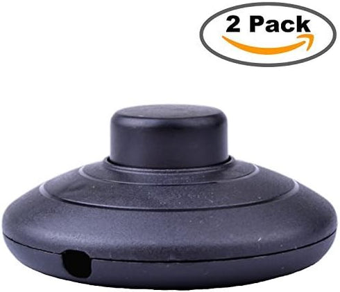 Foot Pedal Push Switch Inline Lamp LED Light On-Off Control Floor Footswitch (2 Pack)