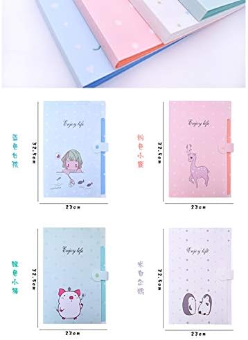 Cute Cartoon Plastic A4 Expanding File Folder Pockets with 168 Pcs File Folder Labels