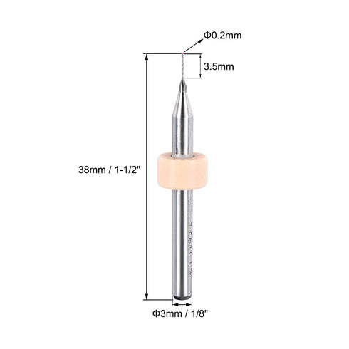 uxcell PCB Drill Bits 0.2mm Tungsten Carbide Rotary Tool Jewelry CNC Engraving Print Circuit Board Micro Drill Bits 1/8 Inch Shank 1 Set (10 Pcs)
