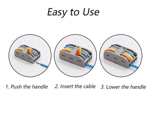 Wire Connectors, Compact Lever Wire Terminals, 1 Into 1 Out Splicing Cable Connector for Quick Connect Installation