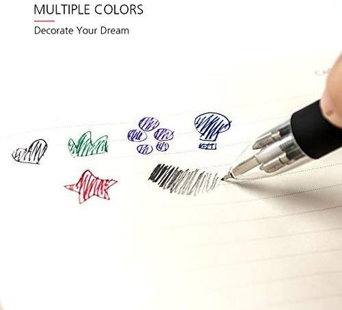 Baile 6 in 1 Multifunctional Ballpoint Pens Pack of 5 - 0.7 mm Ballpoint Pen & 0.5 mm Mechanical Pencil