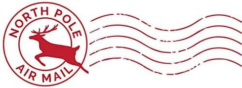 North Pole Self Inking Stamp, 13/16" x 2 3/16" Reindeer Rubber Stamp, Red Ink Christmas Letter Imprint