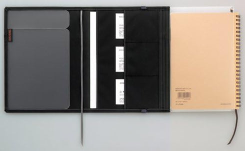 KOKUYO Systemic Cover Notebook, A5, B 6mm Ruled, 28 Lines, 50 Sheets, Twin Ring Edge, Black