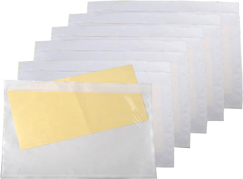 LabelMore 200 pcs 6" x 9" Clear Plastic Adhesive Packing List Envelope Mailing Bag for Shipping Labels