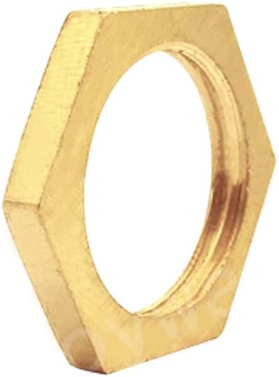 Joywayus 1/2" Female Thread Brass Pipe Fitting Hex Lock Nut for Plumbing (Pack of 10)