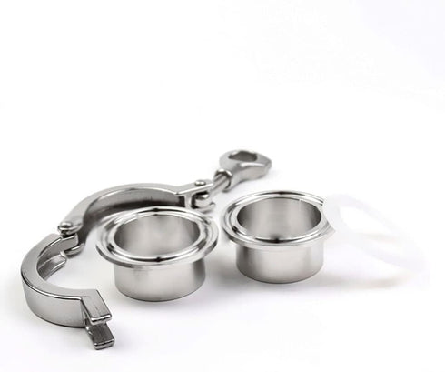 ZGHQHCDRH 304 Set Dairy(57mmx77.5) Stainless Steel Sanitary Tri Clamp Weld Ferrule with Silicon Gasket - Heavy Duty
