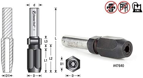 Amana Tool 47648 1/4" Shank CNC Extension Adapter for 1/8" Router Bits