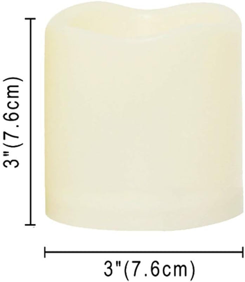 2 Set 3x3 Inches Waterproof Outdoor Battery Operated Flameless LED Pillar Candles with Remote Flickering Plastic