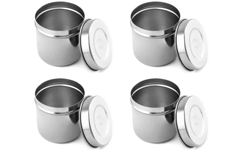 QWORK Stainless Steel Ointment Jar with Lid, 4 Pack Medical Container Jars 10 oz for Liquid, Cotton Ball, Gauze, Swab