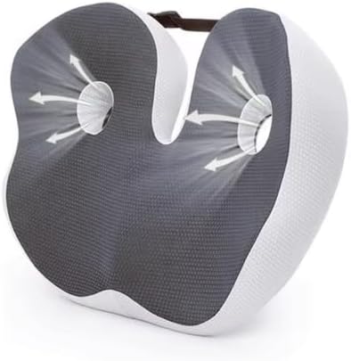 Generic Memory Foam Orthopedic Cushion, Ergonomic Coccyx, Adjustable Seat Width, for The Office,car(Dark Gray)
