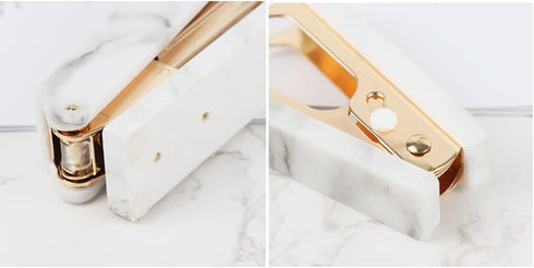MEI YI TIAN Office Stapler Set, Marble Print & Gold, Manual Stapler & Staple Remover for Desktop Supplies
