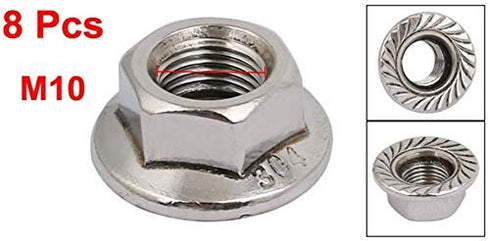ZAQW 8 M10 1.25mm 304 x Pitch Metric fine Pitch Stainless Steel Hexagonal Flange Nuts