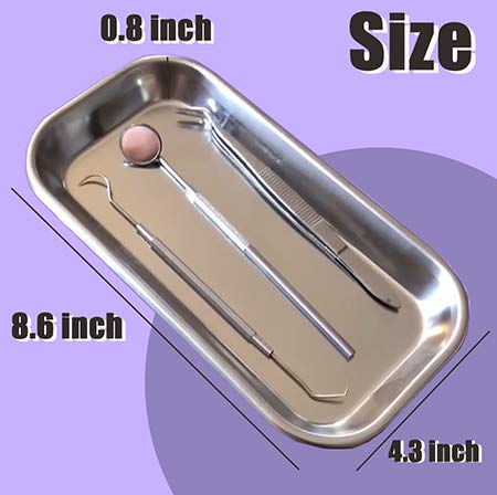 3 Pack Professional Medical Surgical Stainless Steel Dental Procedure Tray, Flat Type Lab Instrument Tools