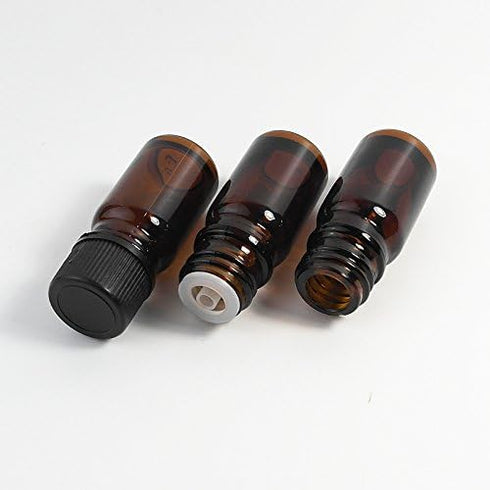 10Pcs 5ml Amber Glass Essential Oil Sample Bottles with Orifice and Cap for Perfume Aromatherapy