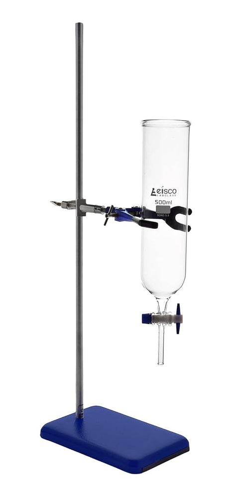 EISCO 500ml Dropping Funnel, PTFE Key Stopcock, Open Top, Ungraduated Borosilicate Glass, Cylindrical