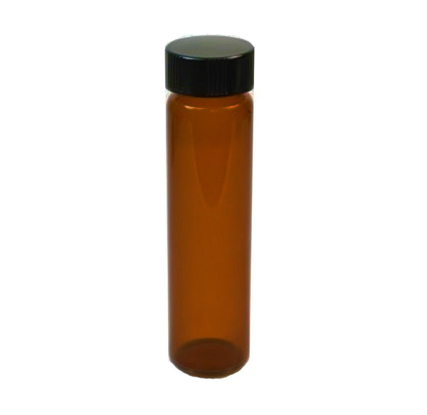 6-Pack 1 oz / 30 mL Amber Glass UV Resistant Sample Storage Vials with Black Phenolic Screw Caps