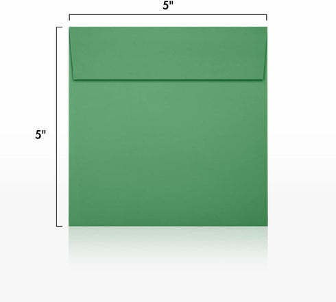 LUXPaper Square Invitation Envelopes, Peel & Press, 5" x 5", Holiday Green, 80lb. Text, 50 Qty