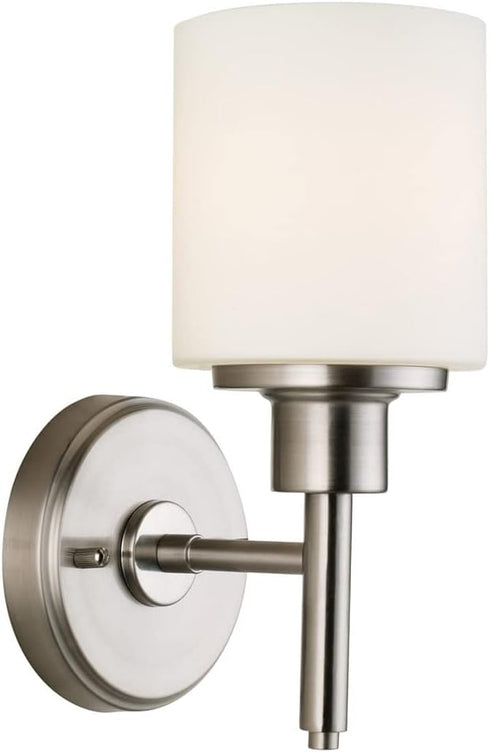 Design House Aubrey 1-Light Wall Sconce, Satin Nickel Finish, Frosted Glass Shade,
