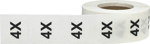 Clear Circle 4X Clothing Size Stickers, 3/4 Inch Round, 500 Clear Plastic Adhesive Labels for Retail Apparel