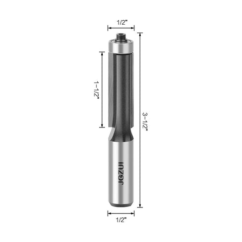 JGZUI Set 1/2 Inch Trimming 1/2" 1-1/2" Professional Extended Flush Trim Router Bits Shank, Extended Knife, Straight