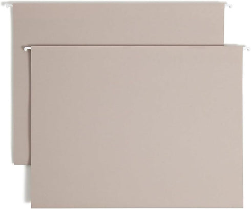 Smead TUFF Extra Capacity Box Bottom Hanging Folder - 4" Expansion, 1/3-Cut Easy Slide Tab, Legal Size, Steel Gray