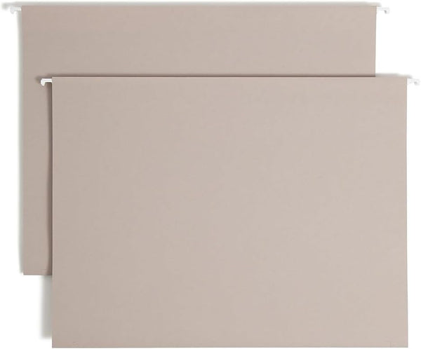 Smead TUFF Extra Capacity Box Bottom Hanging Folder - 4" Expansion, 1/3-Cut Easy Slide Tab, Legal Size, Steel Gray