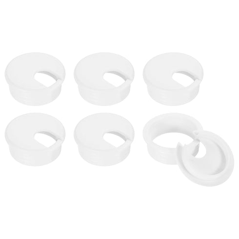 uxcell Cable Hole Cover, 6Pcs 45mm/1-3/4inch ABS Desk Wire Grommet for Office Computer Desk Organizer (White)