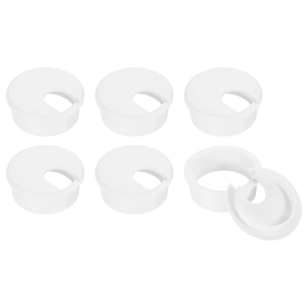 uxcell Cable Hole Cover, 6Pcs 45mm/1-3/4inch ABS Desk Wire Grommet for Office Computer Desk Organizer (White)