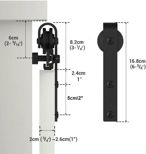 FLYVLIEG 4FT Super Mini Sliding Barn Door Hardware Kit for Single Door TV Stands Small Cabinets, J-Shaped Hanger (No