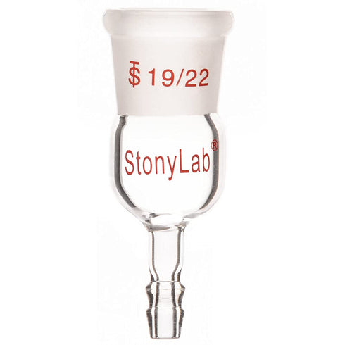 StonyLab Glass Straight Inlet Adapter with 19/22 Female Glass Joint and 8mm ID Hose Connection