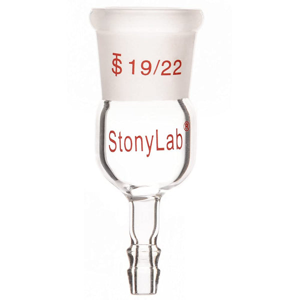 StonyLab Glass Straight Inlet Adapter with 19/22 Female Glass Joint and 8mm ID Hose Connection