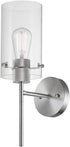 1-Light 51361, Bulb Globe Electric Cusco Wall Sconce, Brushed Nickel, Clear Glass Shade Not Included